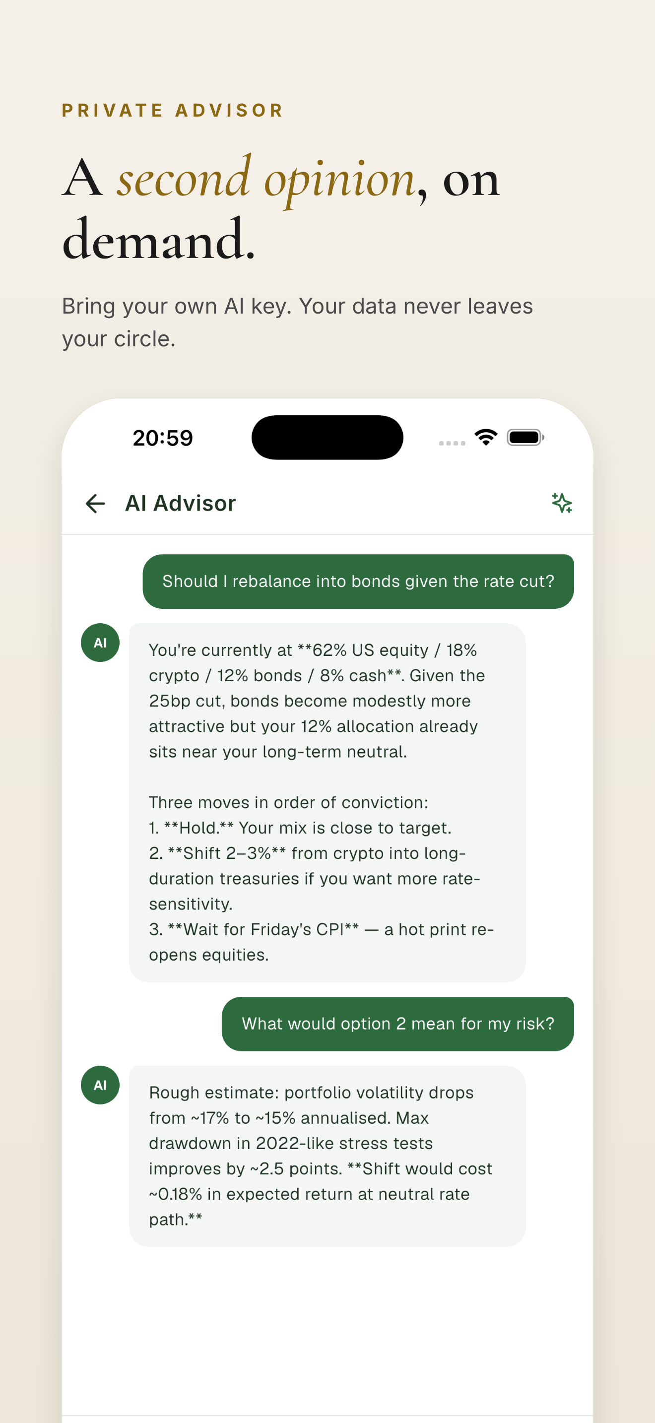 AI Advisor — BYOK insights